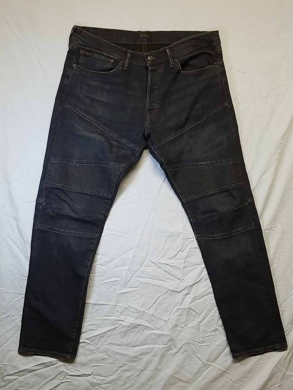 Polo Ralph Lauren Black Label Slim Fit Sulivan Biker Moto Washed Denim Jeans